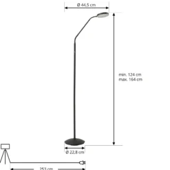 Lámpara de pie recargable LED Elvyn de Lindby, negra, ajustable