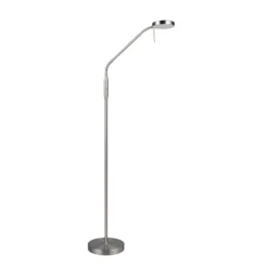 Lámpara de pie recargable LED Moreno, níquel mate, CCT, atenuable