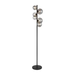 Lámpara de pie Riha, altura 155 cm, negro/color humo, 6 luces.