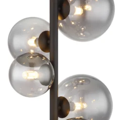 Lámpara de pie Riha, altura 155 cm, negro/color humo, 6 luces.