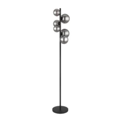 Lámpara de pie Riha, altura 155 cm, negro/color humo, 6 luces.