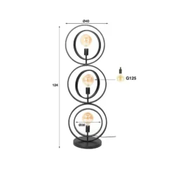 Lámpara de pie Ringelbach, antracita, 3 luces