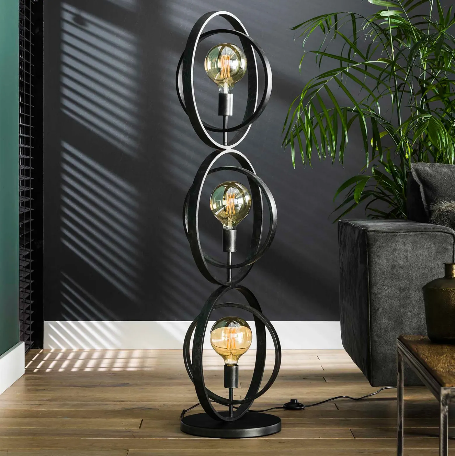 Lámpara de pie Ringelbach, antracita, 3 luces