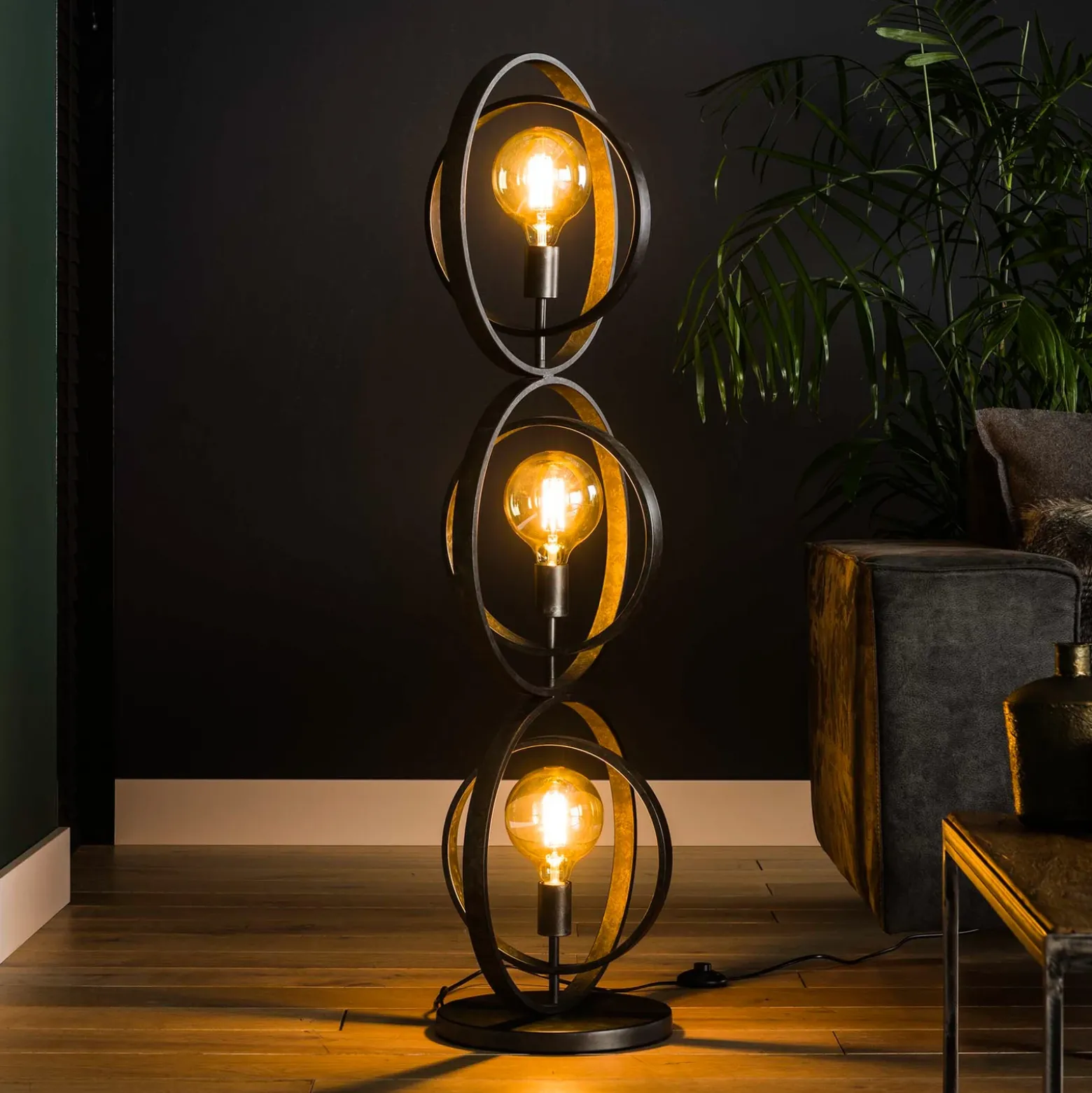 Lámpara de pie Ringelbach, antracita, 3 luces