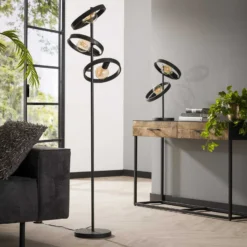 Lámpara de pie Ringelbach, 3 luces, antracita, metal, E27