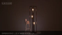 Lámpara de pie Ruben, negra, 3 luces