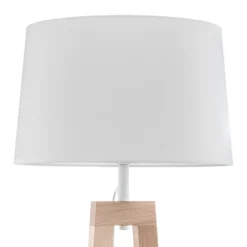 Lámpara de pie Sacha LS de madera y textil, blanco