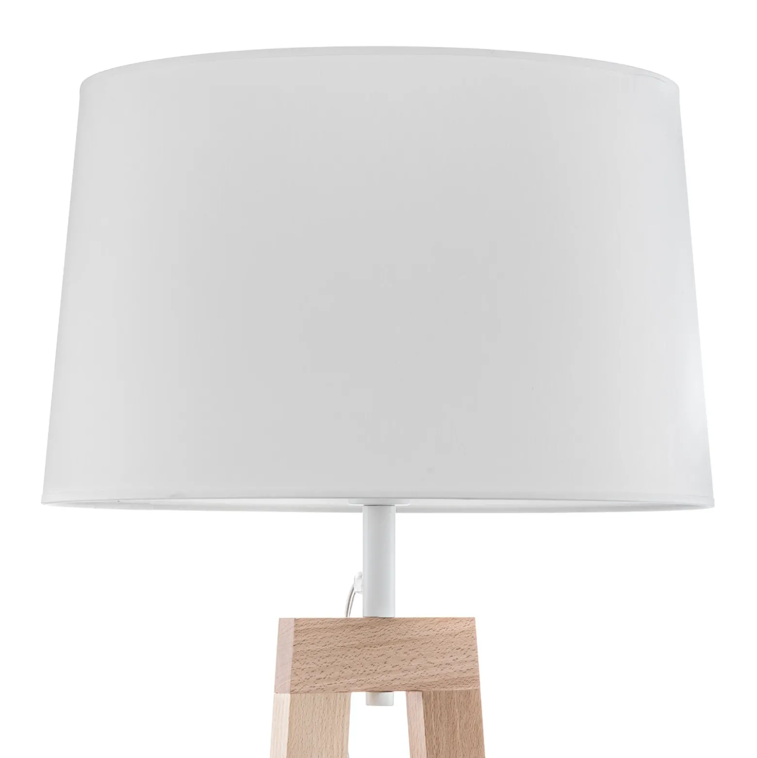 Lámpara de pie Sacha LS de madera y textil, blanco