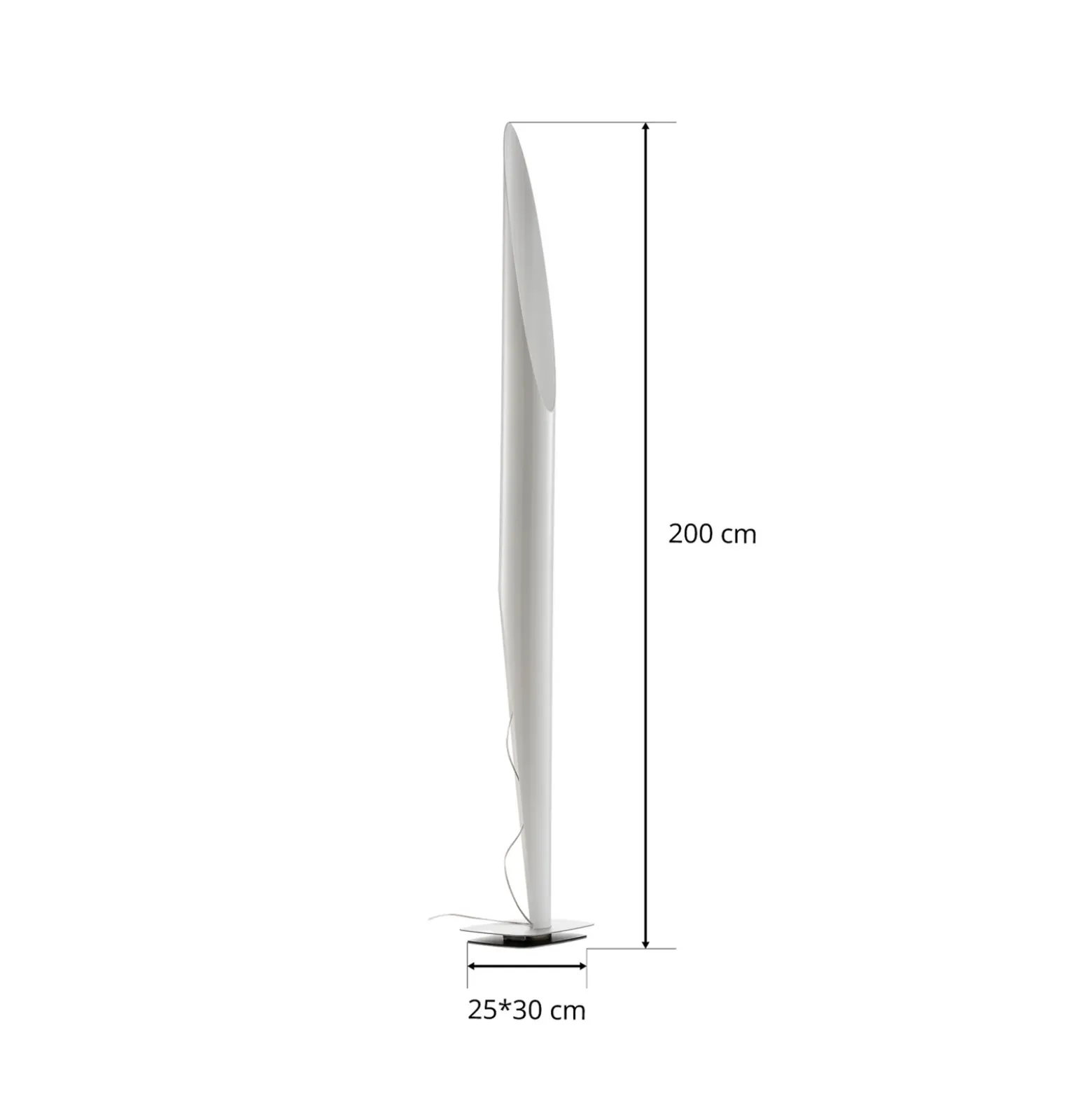 lámpara de pie Shakti de kdln, plateada, satinada blanca, altura 200 cm