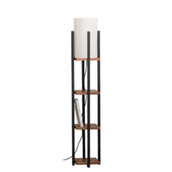 Lámpara de pie Shelf, negro/cobre, tela, altura 130 cm, E27