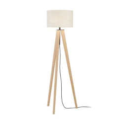 Lámpara de pie SHINE-WOOD, arena/negro/roble Altura 164 cm 3 x E27