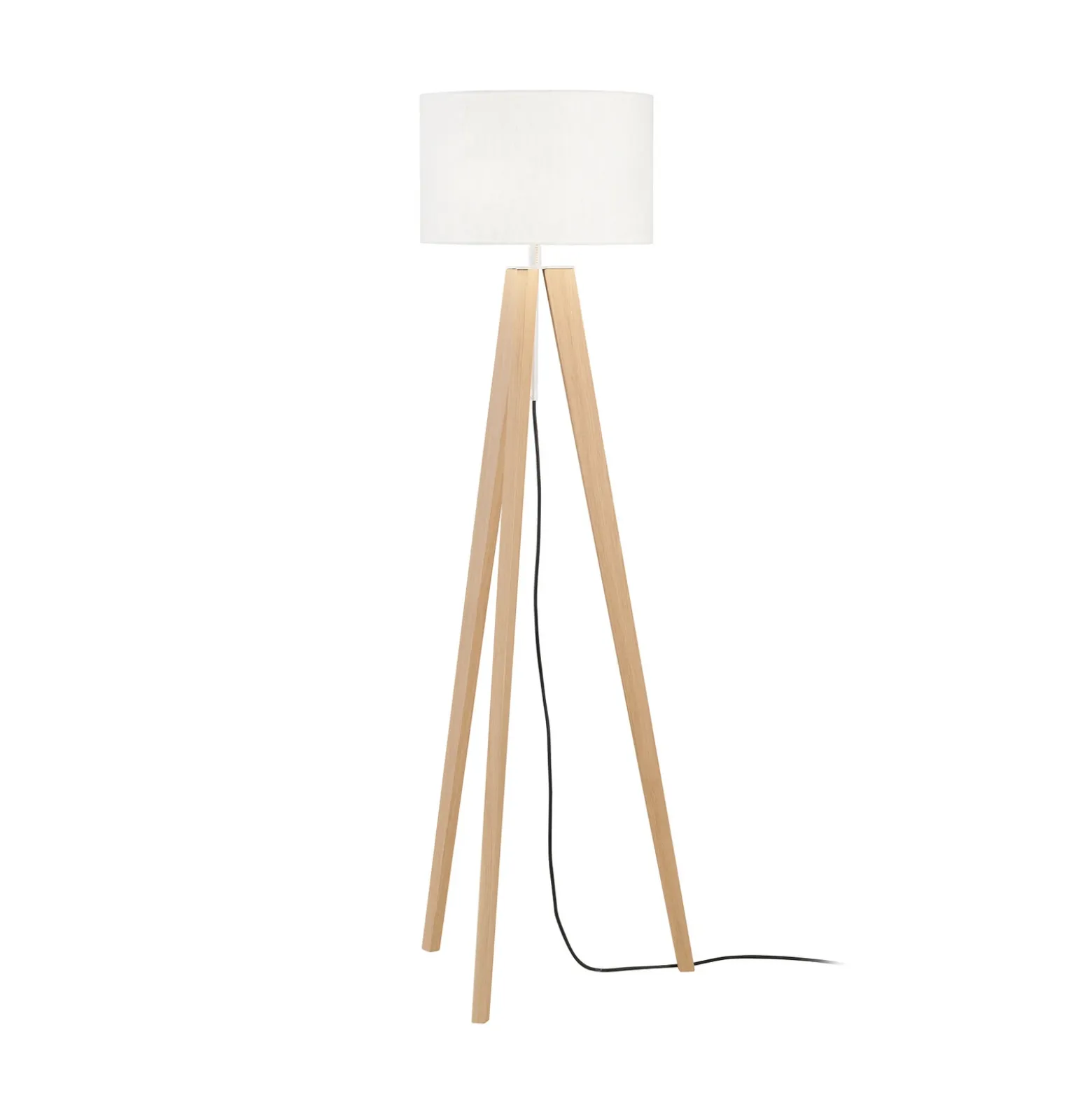 Lámpara de pie SHINE-WOOD, blanco/níquel/roble, altura 164 cm, 3 x E27