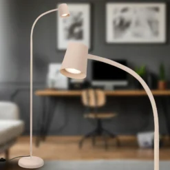 Lámpara de pie Skriva, beige, ajustable, metal, GU10