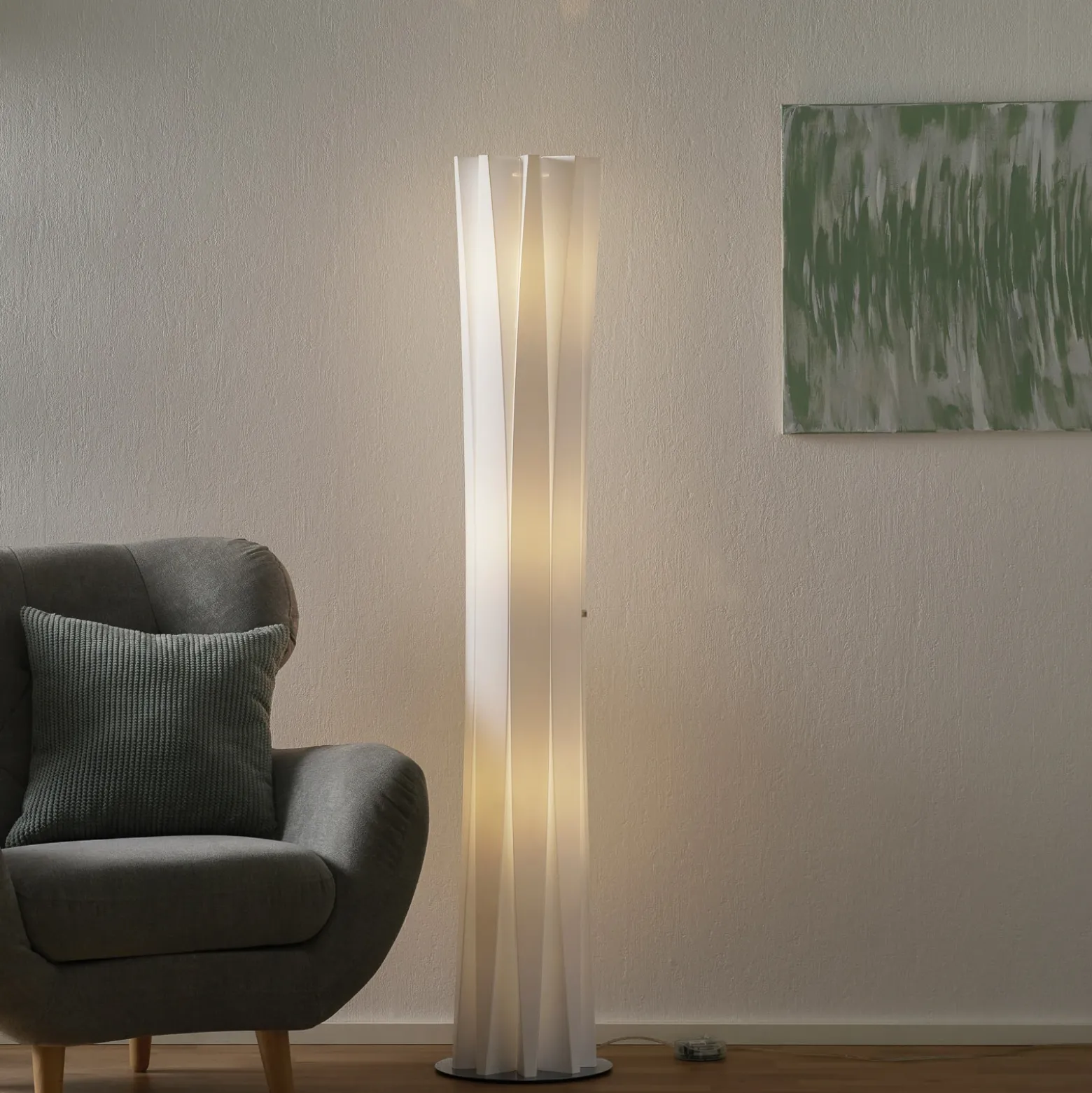Lámpara de pie Slamp Bach, altura 161 cm, blanca