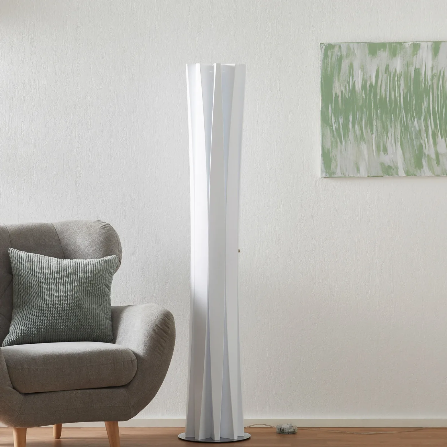 Lámpara de pie Slamp Bach, altura 161 cm, blanca