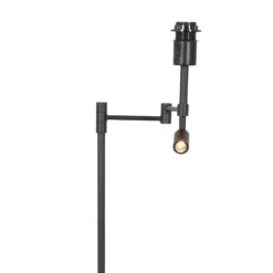 Lámpara de pie Stang, brazo de lectura LED, mimbre negro/natural