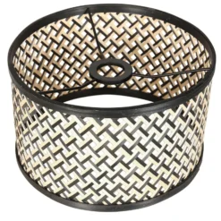 Lámpara de pie Stang, brazo de lectura LED, mimbre negro/natural