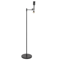Lámpara de pie Stang, brazo de lectura LED, mimbre negro/natural