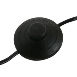 Lámpara de pie Stang, negra/pantalla trenzada negra/madera