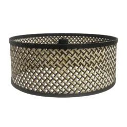 Lámpara de pie Stang, negra/pantalla trenzada negra/madera