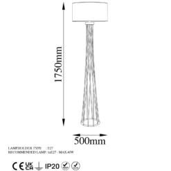 Lámpara de pie Tall 13470, negro, lona, altura 175 cm