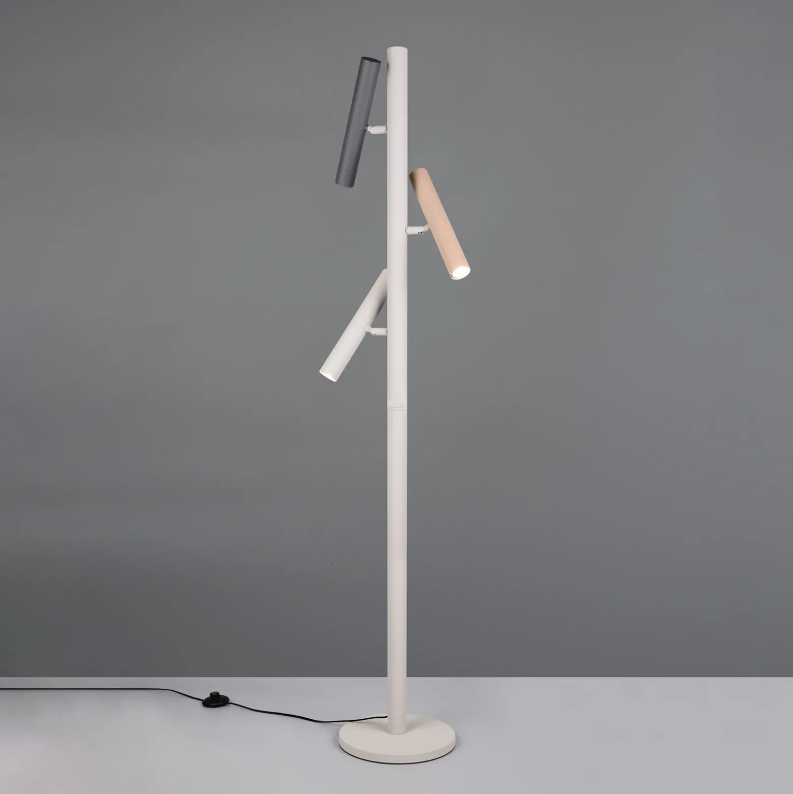 Lámpara de pie Terloa, multicolor, altura 143 cm, metal, 3 luces.