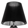 Lámpara de pie textil Fulda, pantalla negra, base cromada