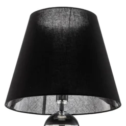 Lámpara de pie textil Fulda, pantalla negra, base cromada