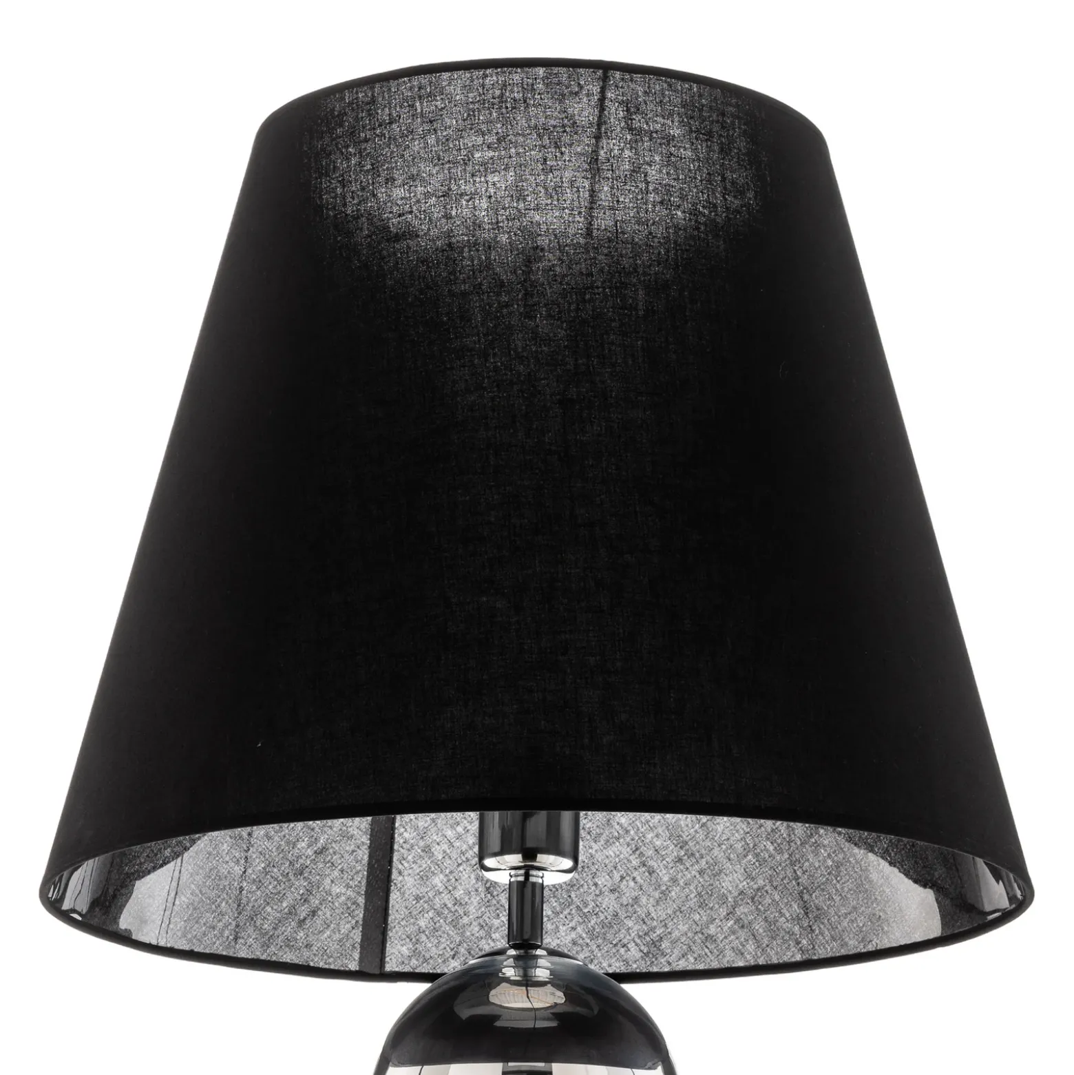 Lámpara de pie textil Fulda, pantalla negra, base cromada