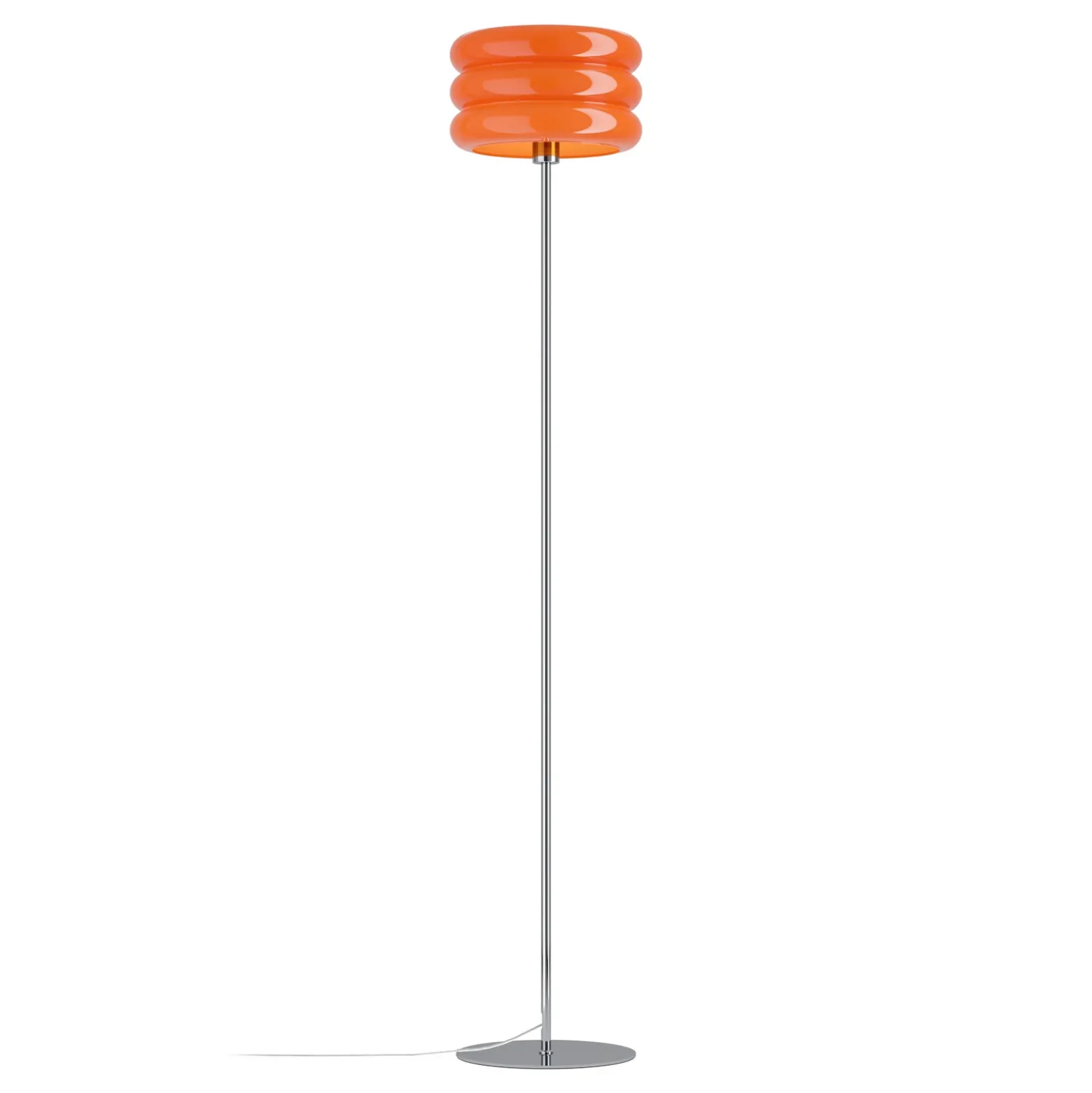 Lámpara de pie Tortora, naranja, cristal, metal, altura 153 cm, E27