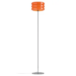 Lámpara de pie Tortora, naranja, cristal, metal, altura 153 cm, E27