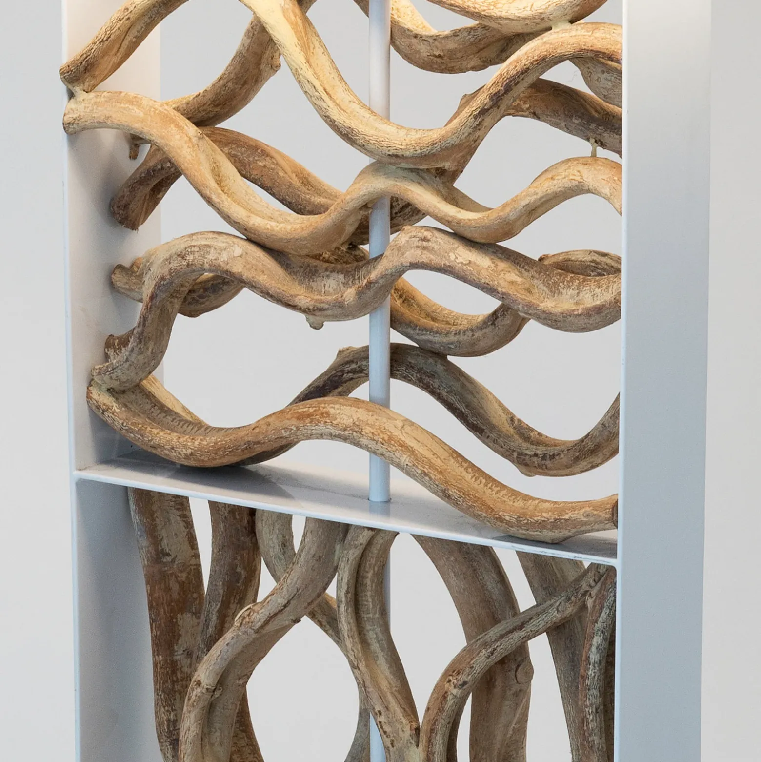 Lámpara de pie Tremiti, color madera/beige, altura 160 cm, madera
