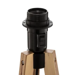 Lámpara de pie trípode Quitani Jata, madera chintz, negro