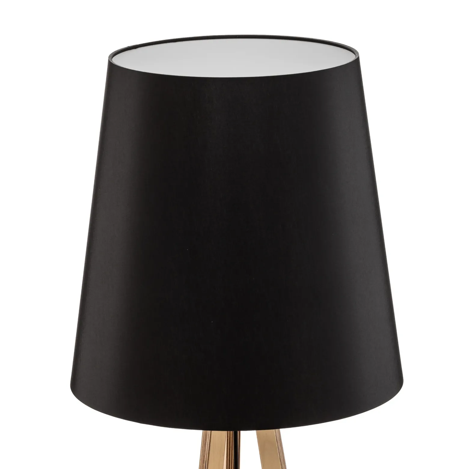 Lámpara de pie trípode Quitani Jata, madera chintz, negro