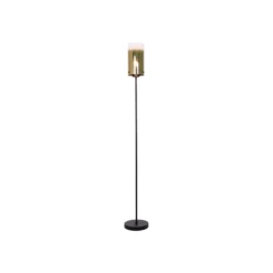 Lámpara de pie Ventotto, negro/oro, altura 165 cm, metal/vidrio