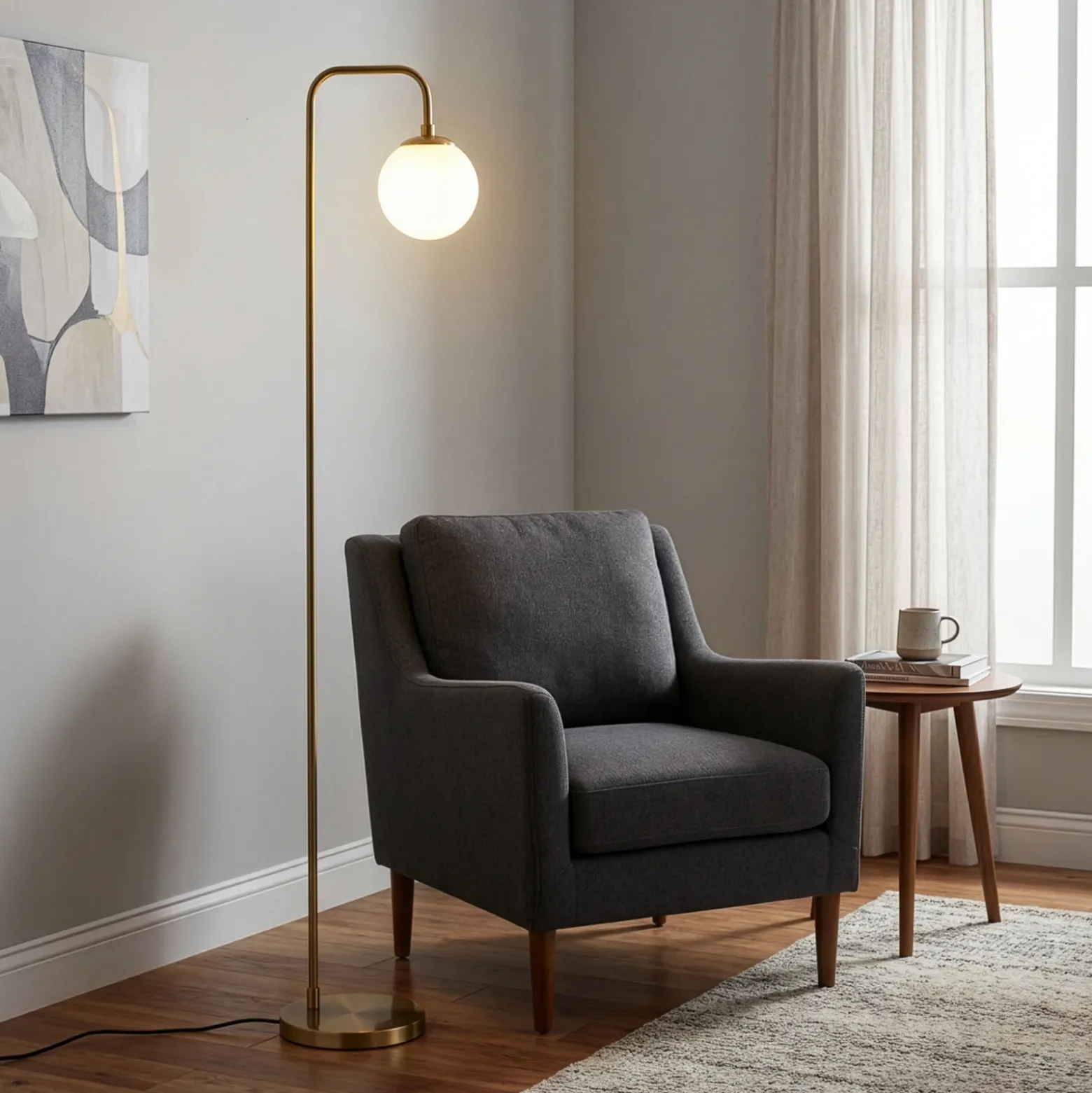Lámpara de pie Viran, oro antiguo, cristal, altura 146 cm, E14