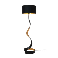 Lámpara de pie Vortice, negro/oro, altura 157 cm, hierro