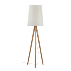 Lámpara de pie Walz, color crema, madera, altura 175 cm, E27