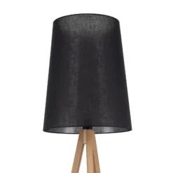 Lámpara de pie Walz, negra, madera, altura 175 cm, E27