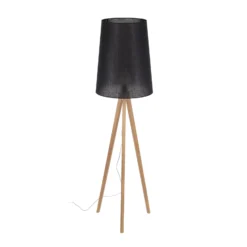 Lámpara de pie Walz, negra, madera, altura 175 cm, E27