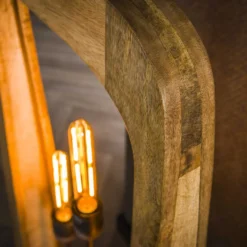 Lámpara de pie Woodframe, 3 luces, madera de mango, natural
