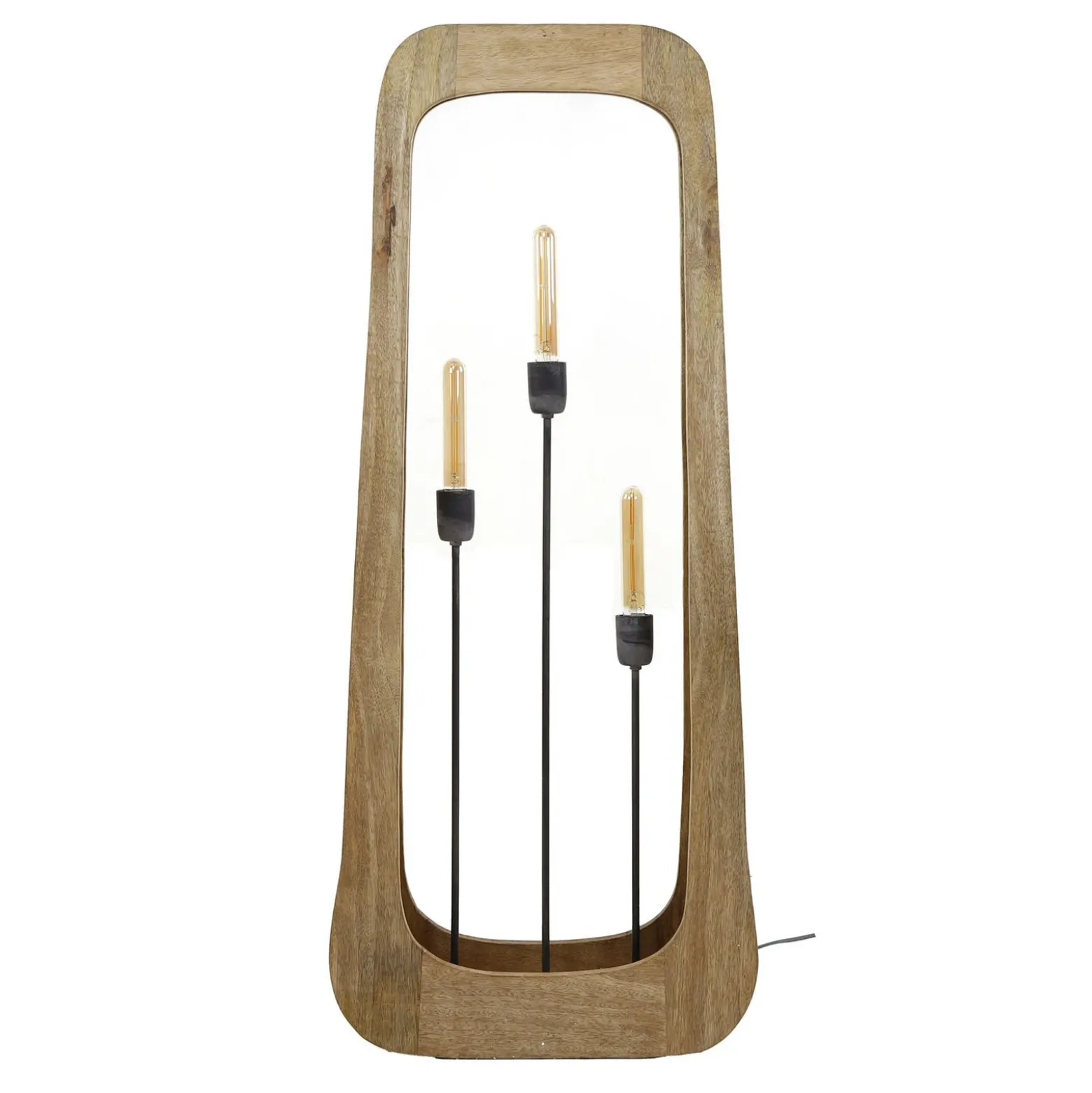 Lámpara de pie Woodframe, 3 luces, madera de mango, natural