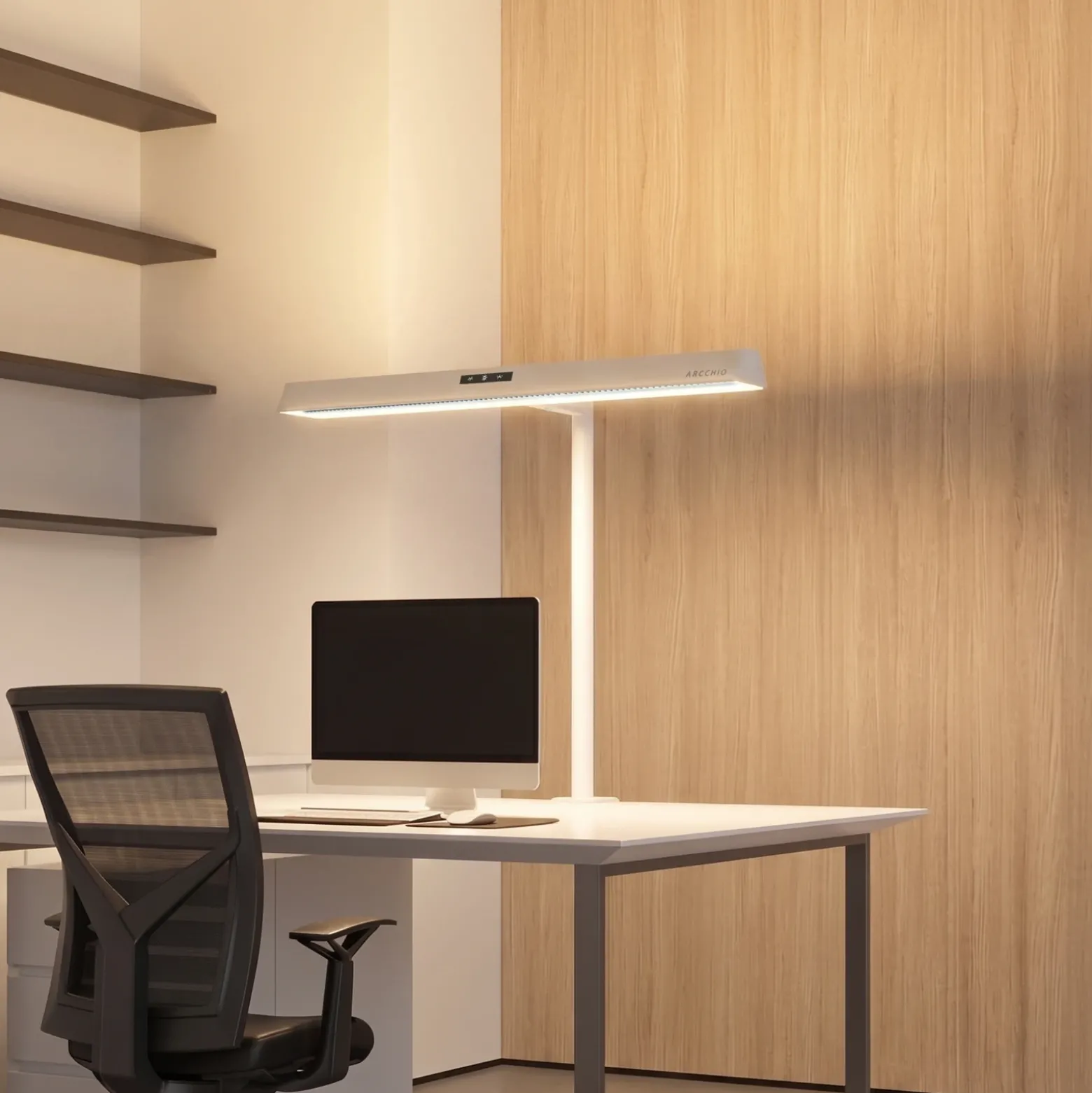 Lámpara de pinza LED Arcchio Shax, blanca, con sensor, atenuable, 4.000 K