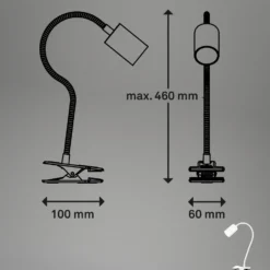 Lámpara de pinza LED Fleks, blanca, flexible, de metal