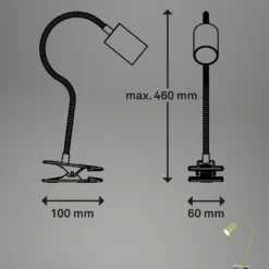 Lámpara de pinza LED Fleks, verde claro, flexible, metal