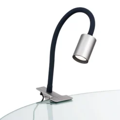 Lámpara de pinza LED Kurt níquel-mate