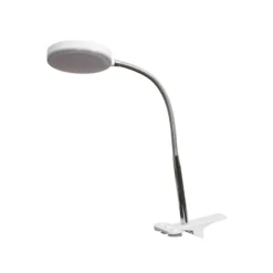 Lámpara de pinza LED Lindby Milow, blanca, metal, 36 cm de altura