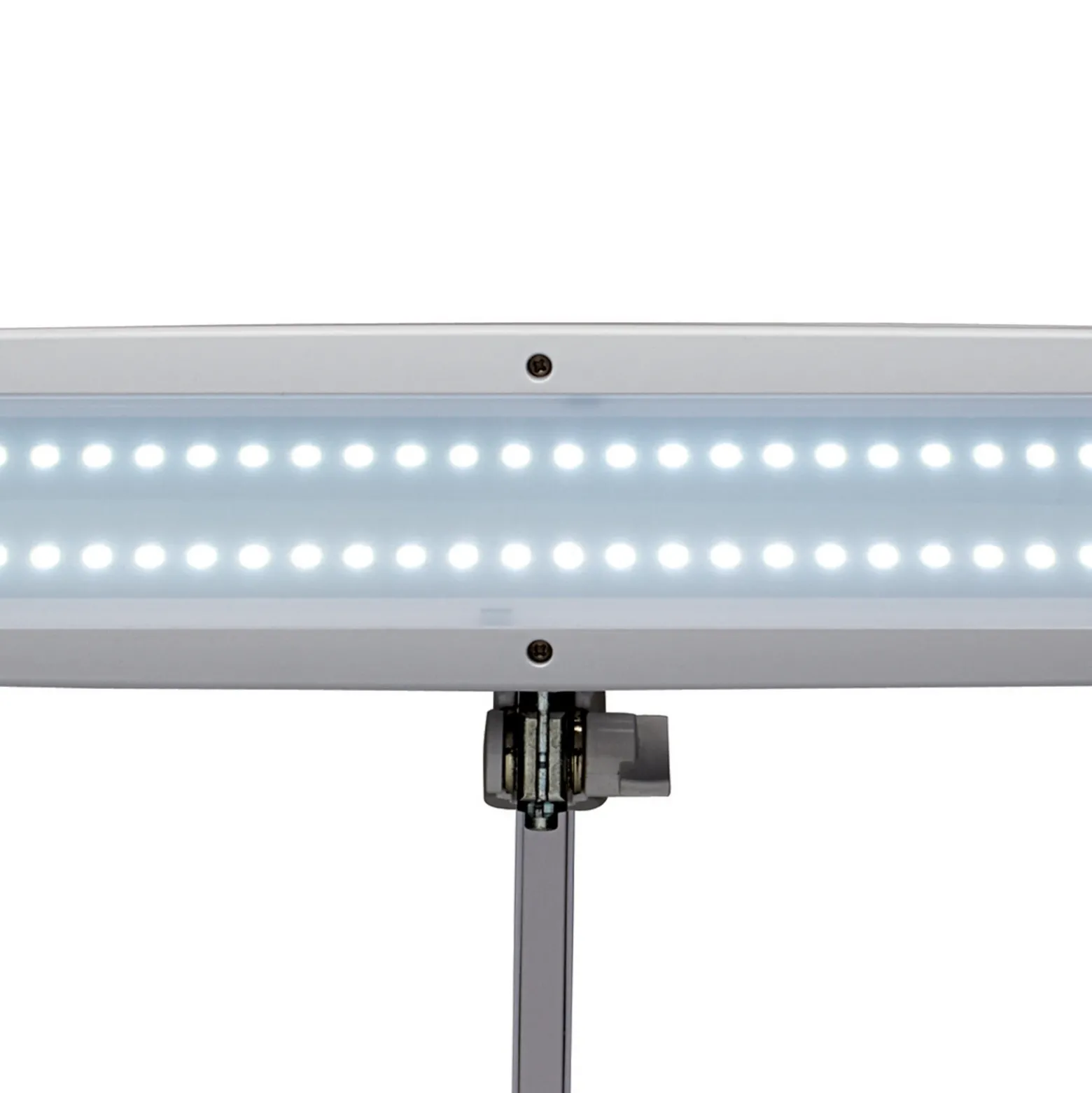 Lámpara de pinza LED MAULwork, blanca, altura 50 cm, atenuable