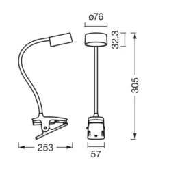 Lámpara de pinza LED OSRAM Office Line Cylinder negro CCT atenuable