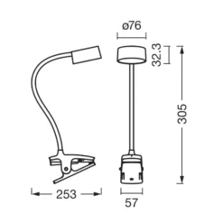 Lámpara de pinza LED OSRAM Office Line Cylinder, blanca, CCT, atenuable